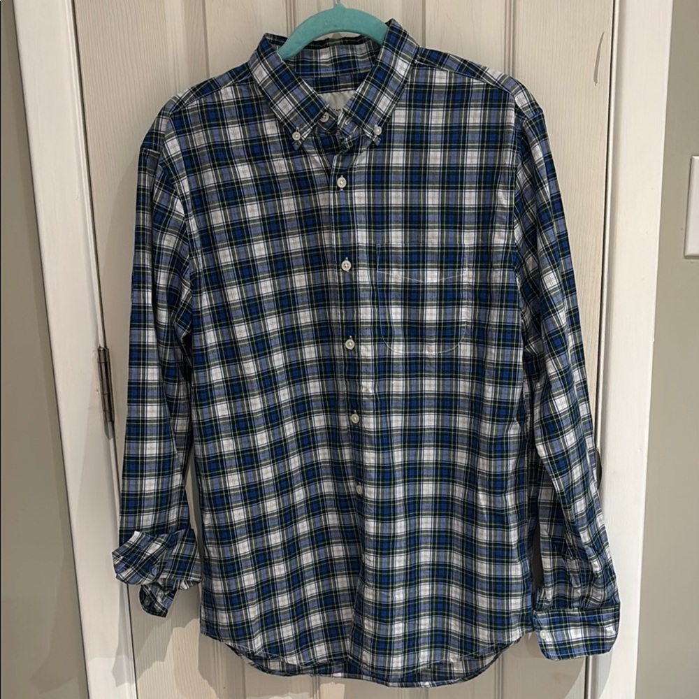 American Eagle Outfitters Blue, Black, Green and White Casual Button Down Shirt